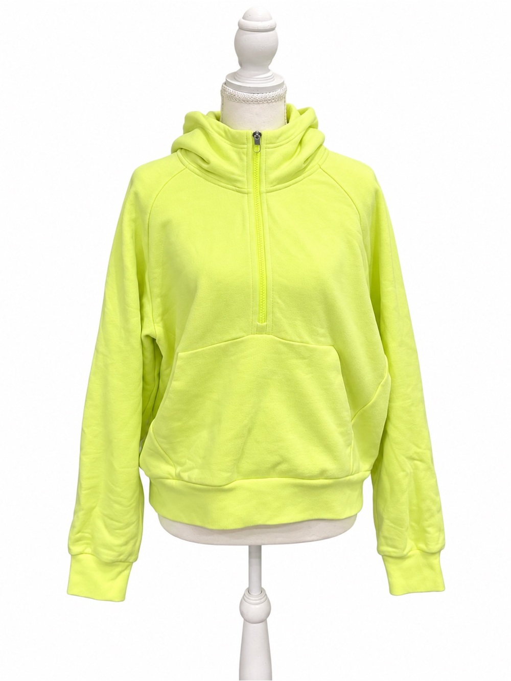Athleta Forever Fleece 1/2 Zip Hoodie Neon Yellow Size M